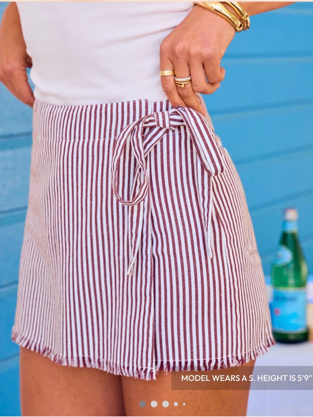 Vici Brown and White Striped Tie-Waist Mini Skort